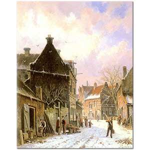 Adrianus Eversen Kışta Sokak Manzarası