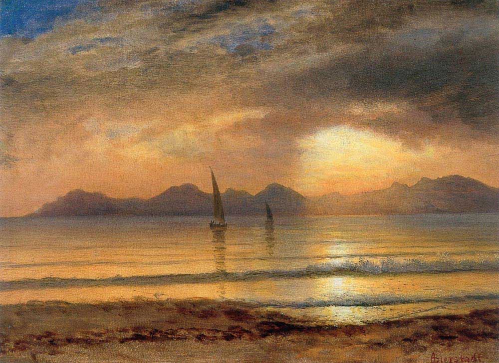 Albert Bierstadt Gün Batımında Kayıklar