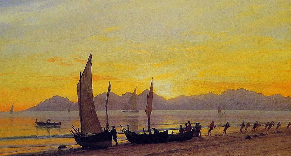 Albert Bierstadt Gün Batımında Kayıklar