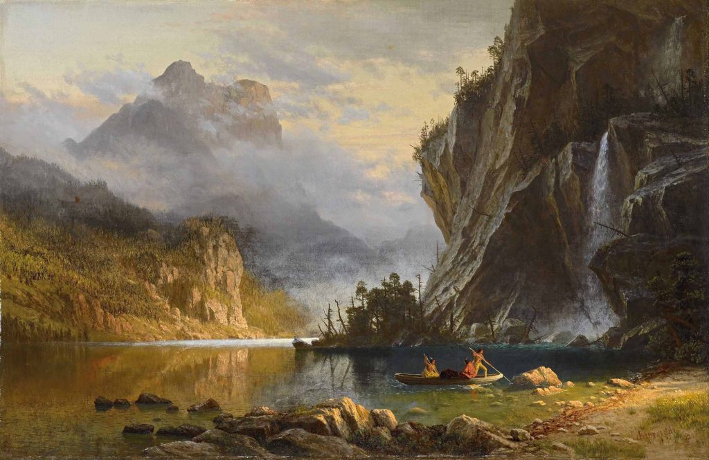 Albert Bierstadt Kızılderililerin Mızrakla Balık Avı