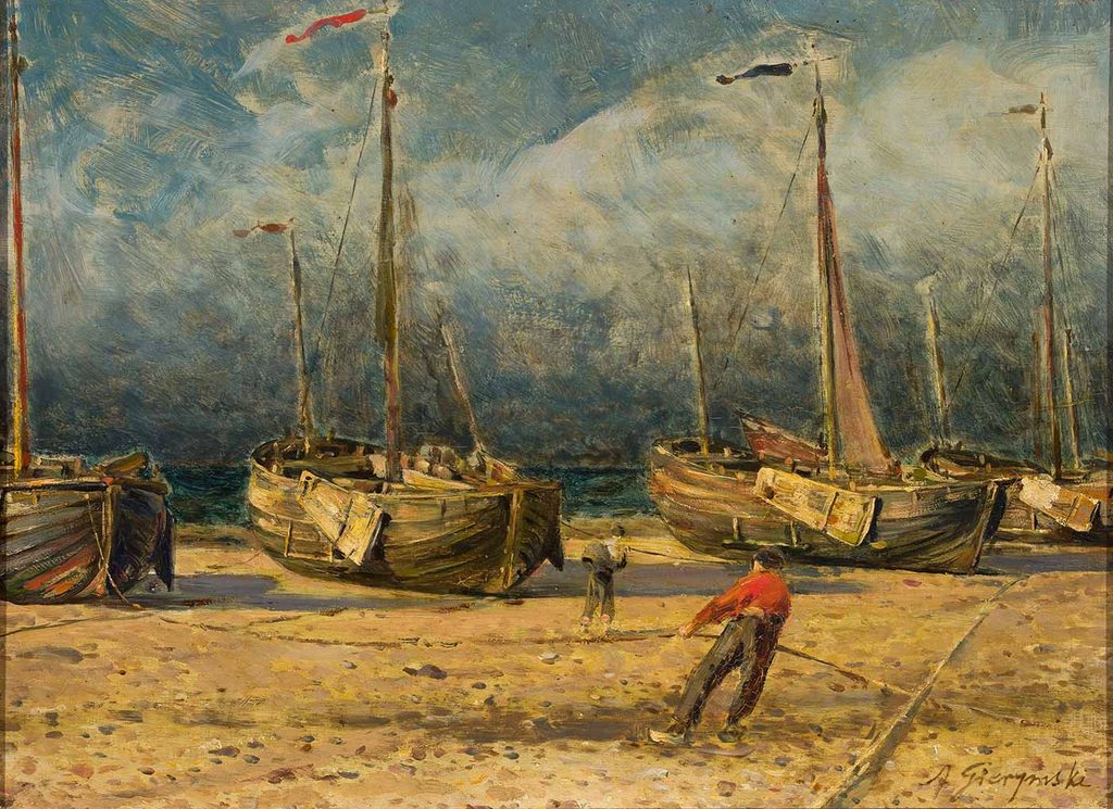 Aleksander Gierymski Kıyıda Balıkçı Tekneleri
