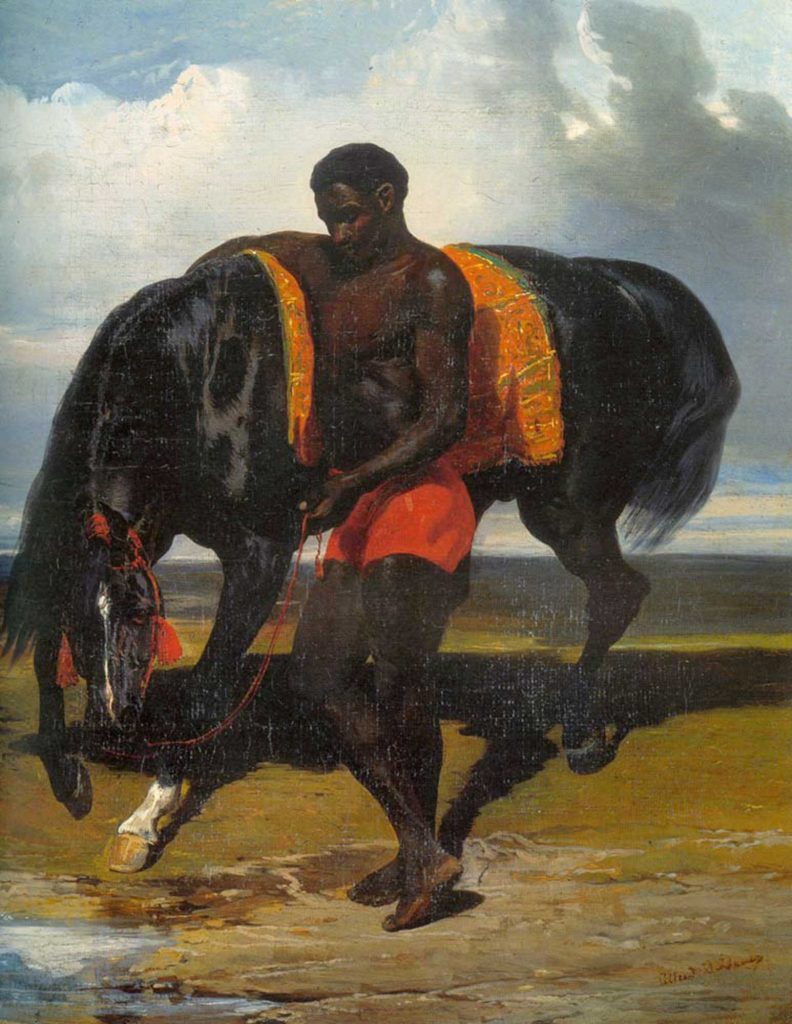 Alfred de Dreux Deniz Kıyısında Atına Bakan Afrikalı