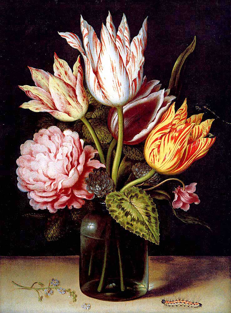 Ambrosius Bosschaert the Elder Lale Gül ve Siklamen