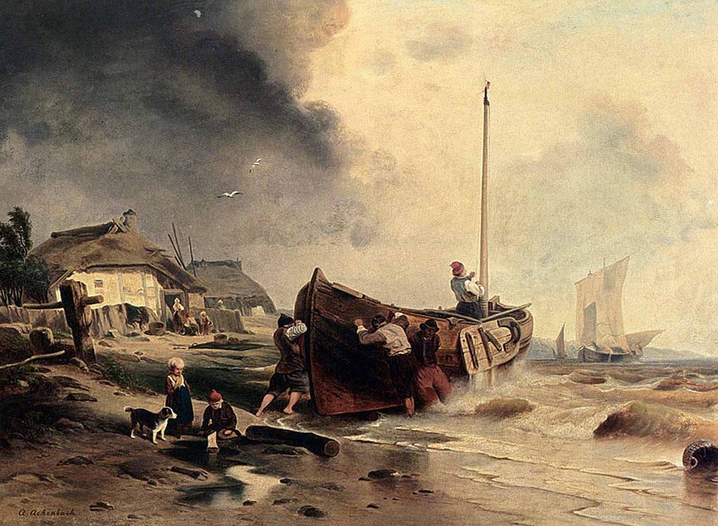 Andreas Achenbach Kıyıda Balıkçı Teknesi