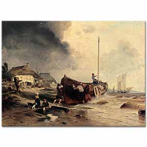 Andreas Achenbach Kıyıda Balıkçı Teknesi