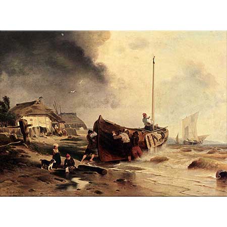 Andreas Achenbach Kıyıda Balıkçı Teknesi