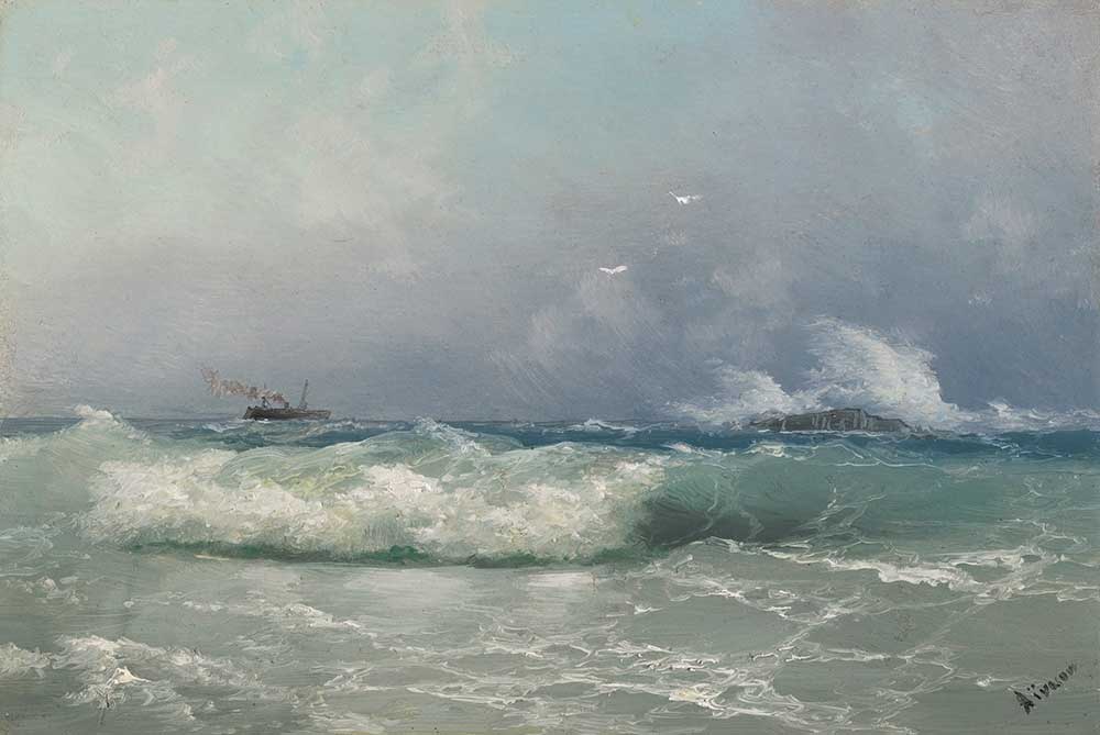 Ayvazovski Deniz ve Buharlı Gemi