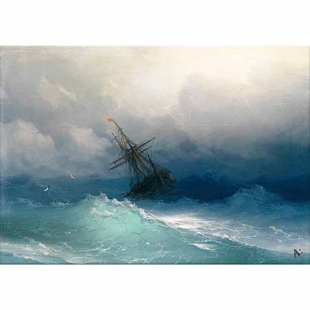 Ayvazovski Fırtınalı Denizde Gemi