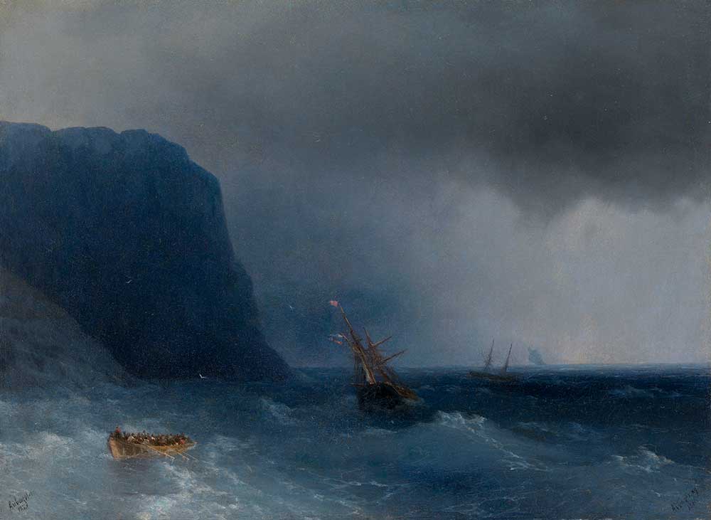 Ayvazovski Gün Batımında Fırtınalı Deniz