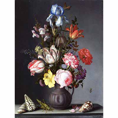 Balthasar van der Ast Vazoda Çiçekler Böcek ve İstiridye Kabuğu