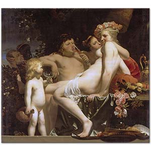 Caesar van Everdingen Bakus ve Nimpis ve Küpid