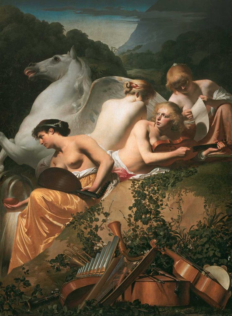 Caesar van Everdingen Dört Muse ve Pegasus Parnassus Dağında