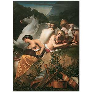 Caesar van Everdingen Dört Muse ve Pegasus Parnassus Dağında