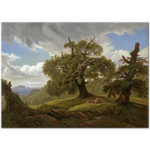 Carl Gustav Carus Deniz Kıyısında Meşe Ağaçları