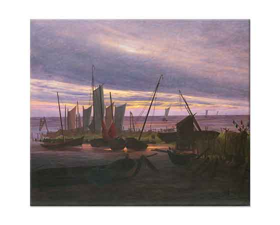 Caspar David Friedrich Akşam Vakti Limanda Gemiler