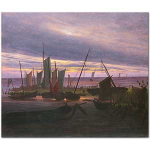 Caspar David Friedrich Akşam Vakti Limanda Gemiler