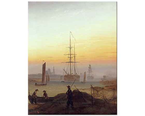 Caspar David Friedrich Greifswald Limanında Gemiler