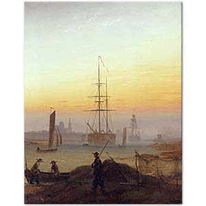 Caspar David Friedrich Greifswald Limanında Gemiler