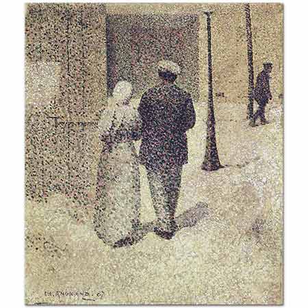 Charles Angrand Sokakta Adam ve Kadın
