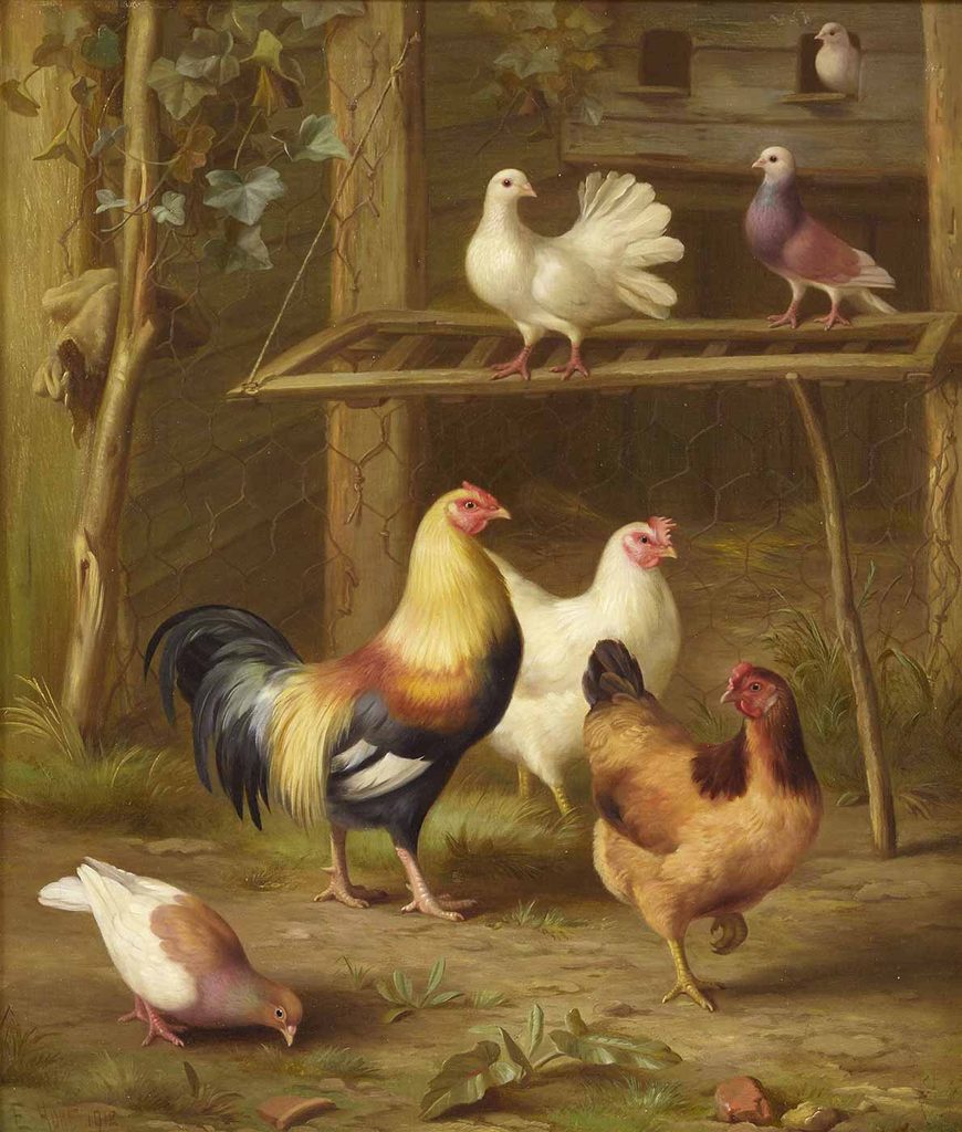 Edgar Hunt Tavuklar Yemlenirken
