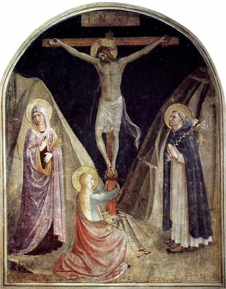 Fra Angelico Çarmıha Geriliş Meryem ve Maria Magdalena