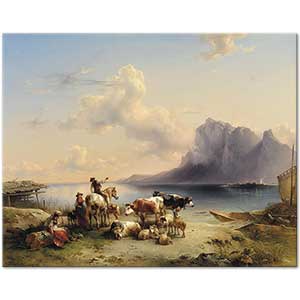 Friedrich Gauermann Attersee Kıyısında Sürü