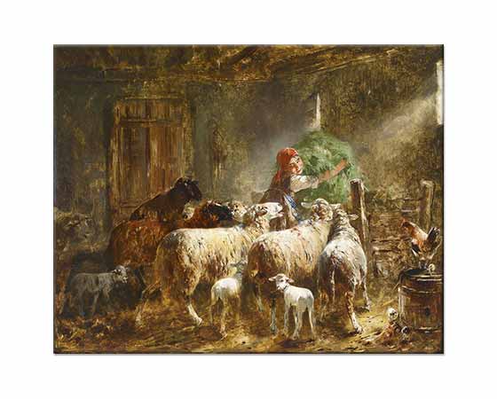 Friedrich Otto Gebler Koyunlara Yem Verirken