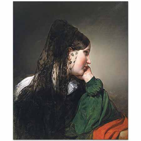 Friedrich von Amerling Siyah Eşarplı Kadın