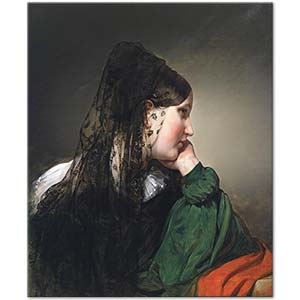Friedrich von Amerling Siyah Eşarplı Kadın