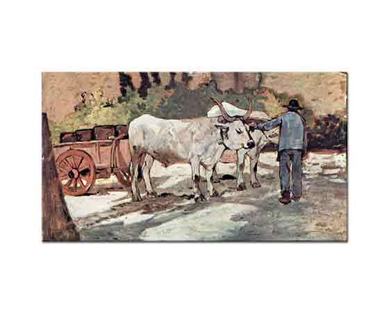 Giovanni Fattori öküz arabası ile çiftçi
