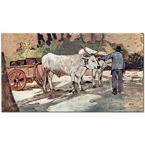 Giovanni Fattori Öküz Arabası ile Çiftçi