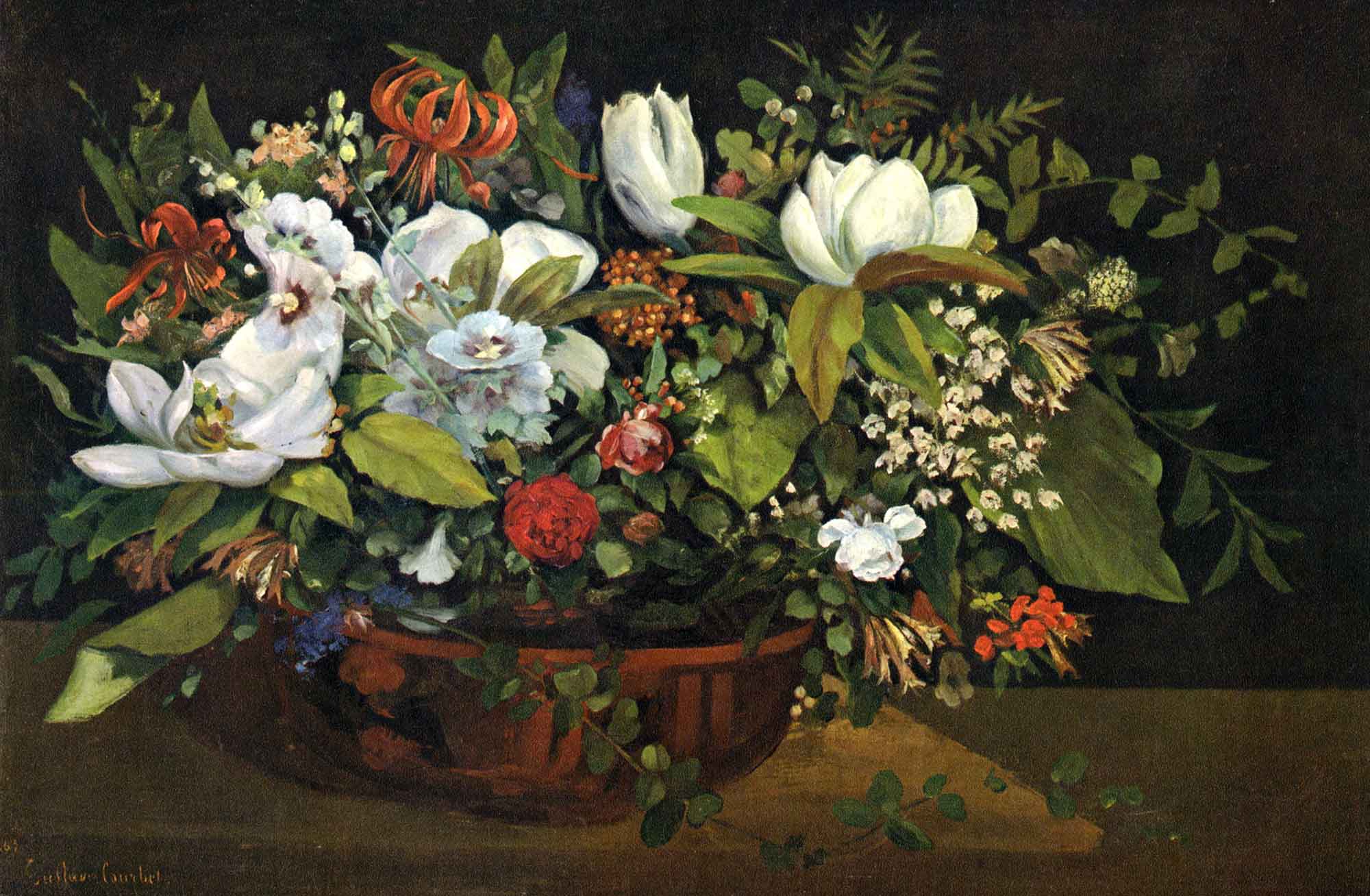 Gustave Courbet Çiçek Sepeti