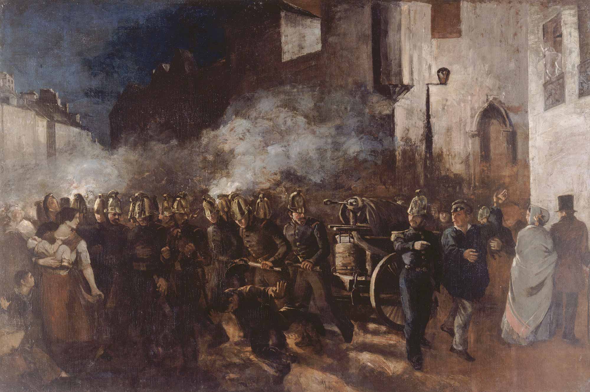 Gustave Courbet Yangına Koşan itfayeciler