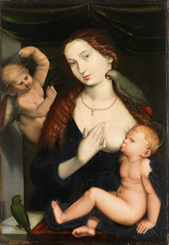 Hans Baldung Grien Madonna Papağanlar ile