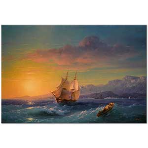 Ayvazovski Gün Batımında Gemi