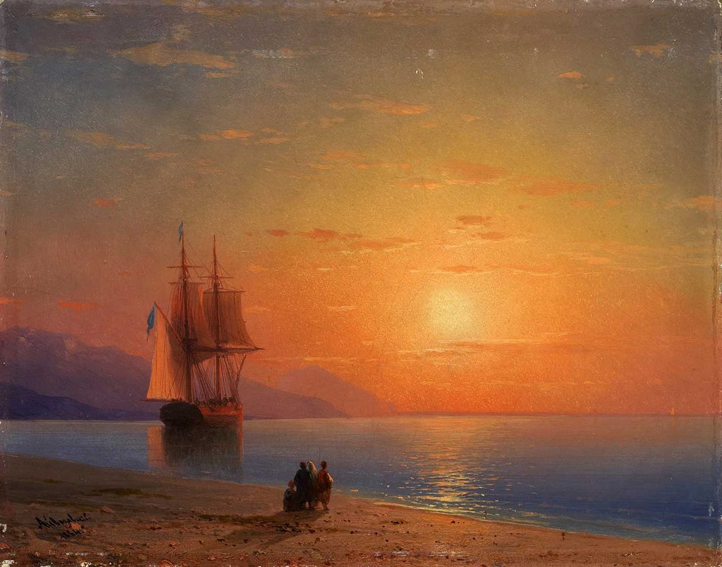 Ayvazovski Deniz 1864 (Sahilde Gün Batımı)
