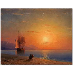 Ayvazovski Deniz 1864 (Sahilde Gün Batımı)