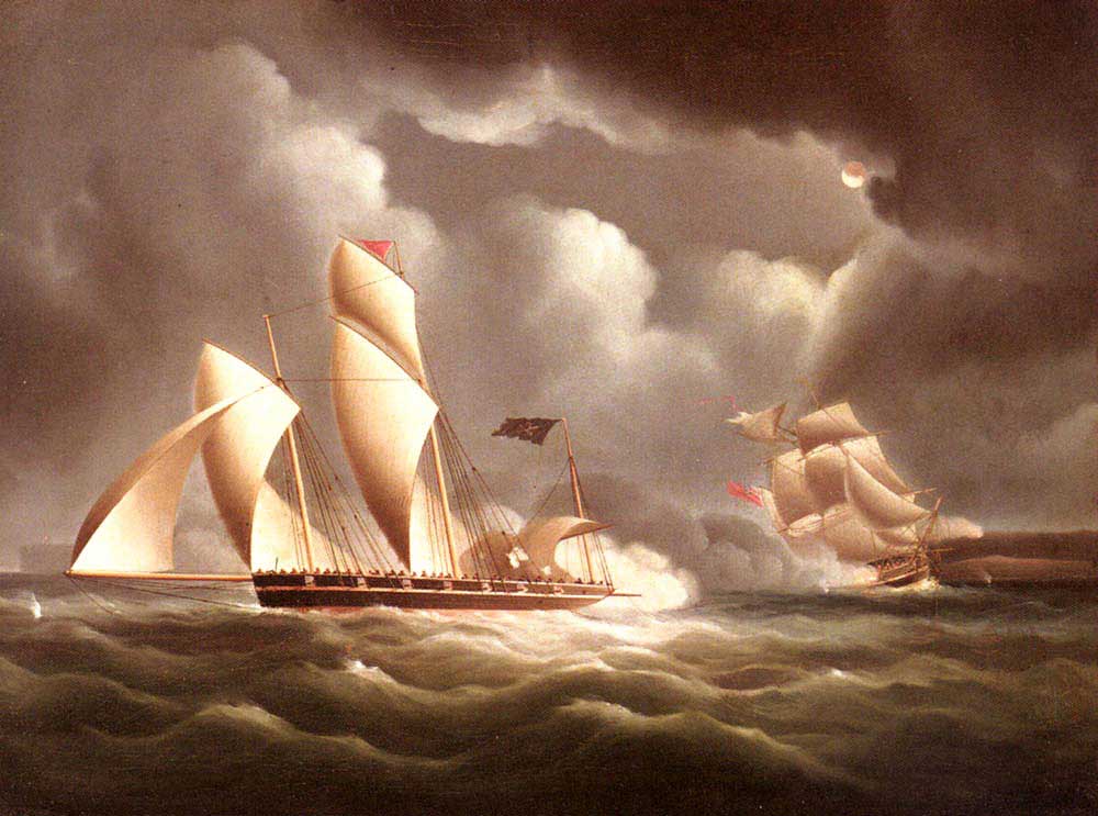 James Edward Buttersworth Ingiliz Gemisi Korsana Gece Saldırırken