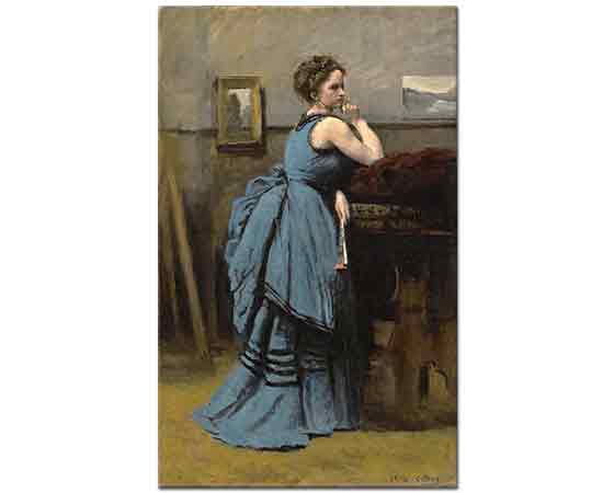 Jean Baptiste Camille Corot Mavi Elbiseli Kadın