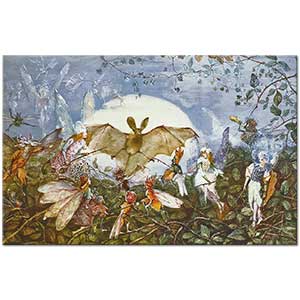 John Anster Fitzgerald Peri Sürüsünün Yarasaya Saldırısı