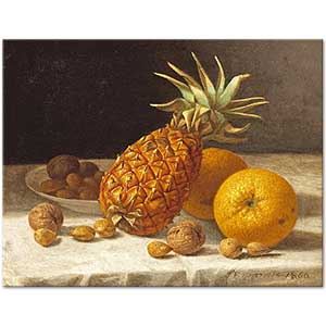 John F Francis Ananas Portakal ve Cevizli Natürmort