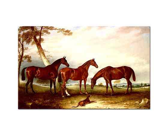 John Ferneley Üç Av Atı ve Köpek