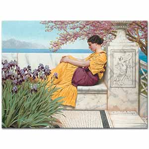 John William Godward Daldan Sarkan Çiçeklerin Altında