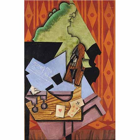 Juan Gris Keman ve Masada Oyun Kartları