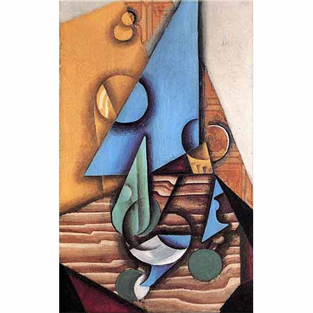 Juan Gris Masada Şişe ve Bardak