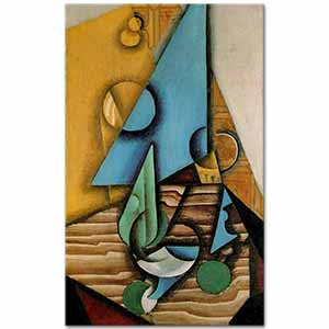 Juan Gris Masada Şişe ve Bardak