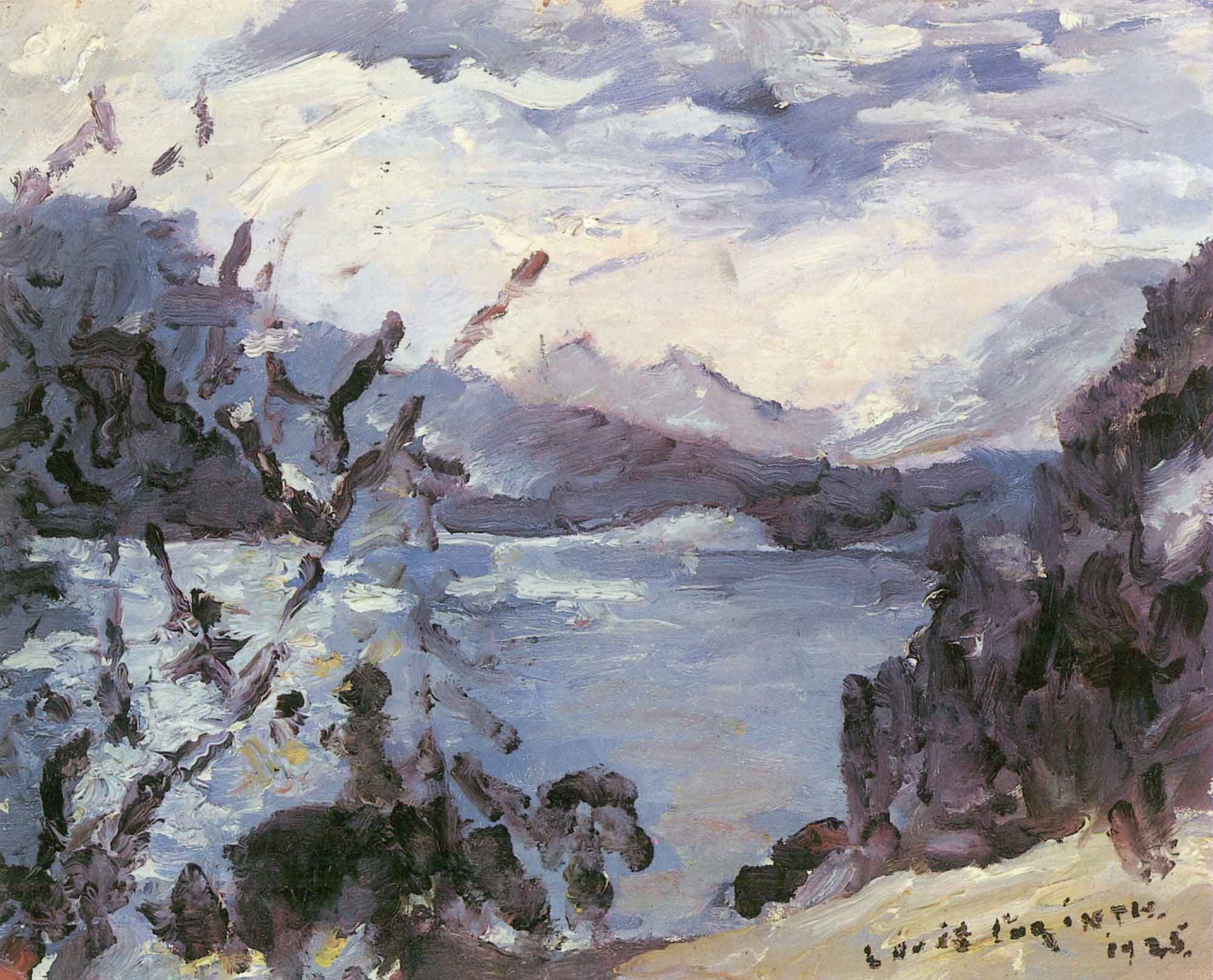 Lovis Corinth Dağları ve Kıyısıyla Walchensee