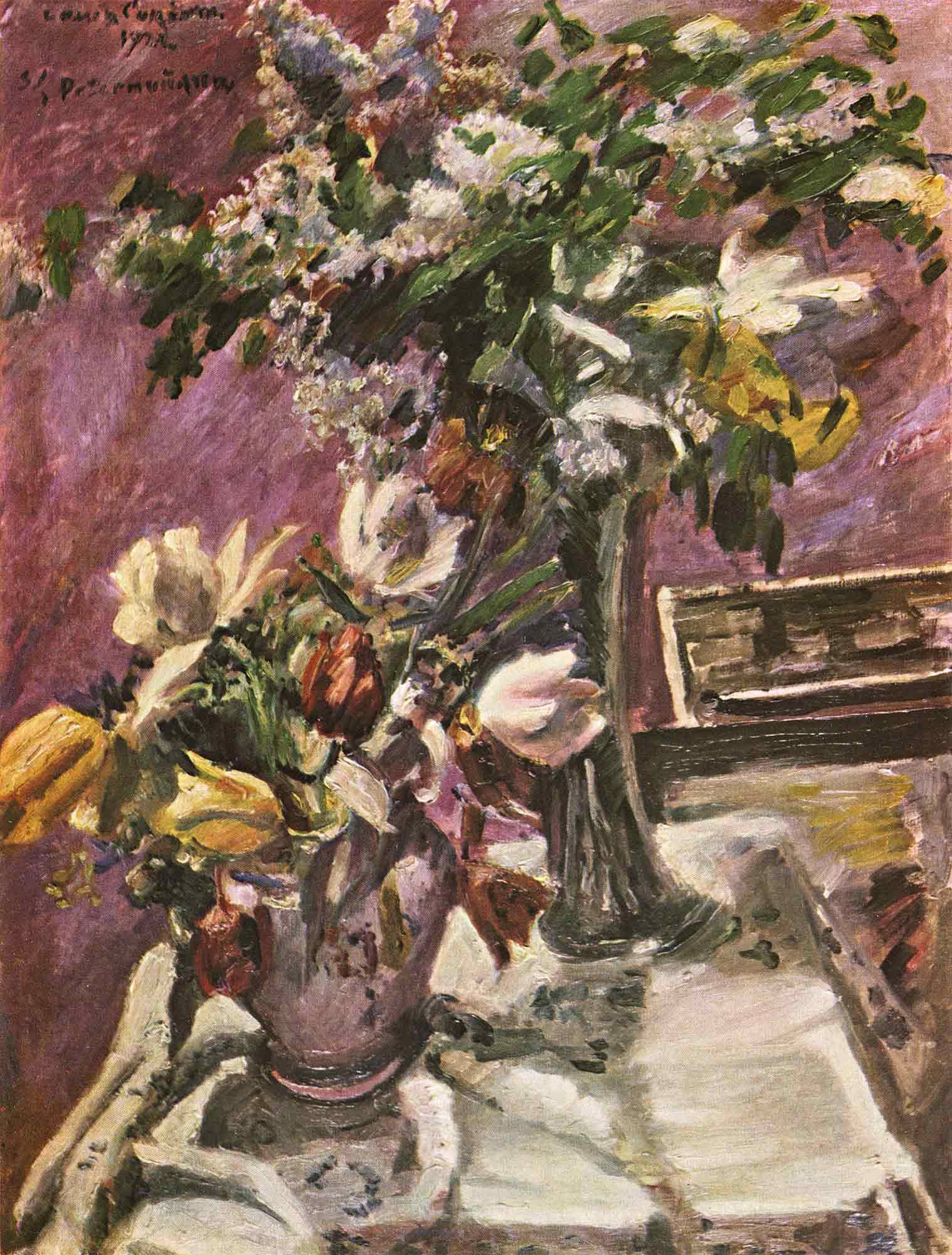 Lovis Corinth çiçekli Natürmort Leylak ve Laleler