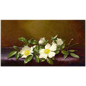 Martin Johnson Heade Mor Örtüde Yaban Gülleri