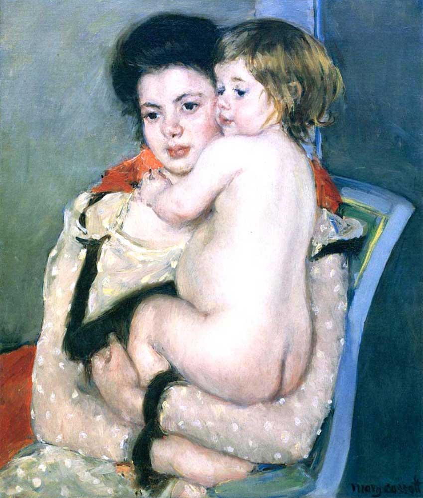 Mary Cassatt Reine Lefebvre'nin Kucağındaki Çıplak Bebek
